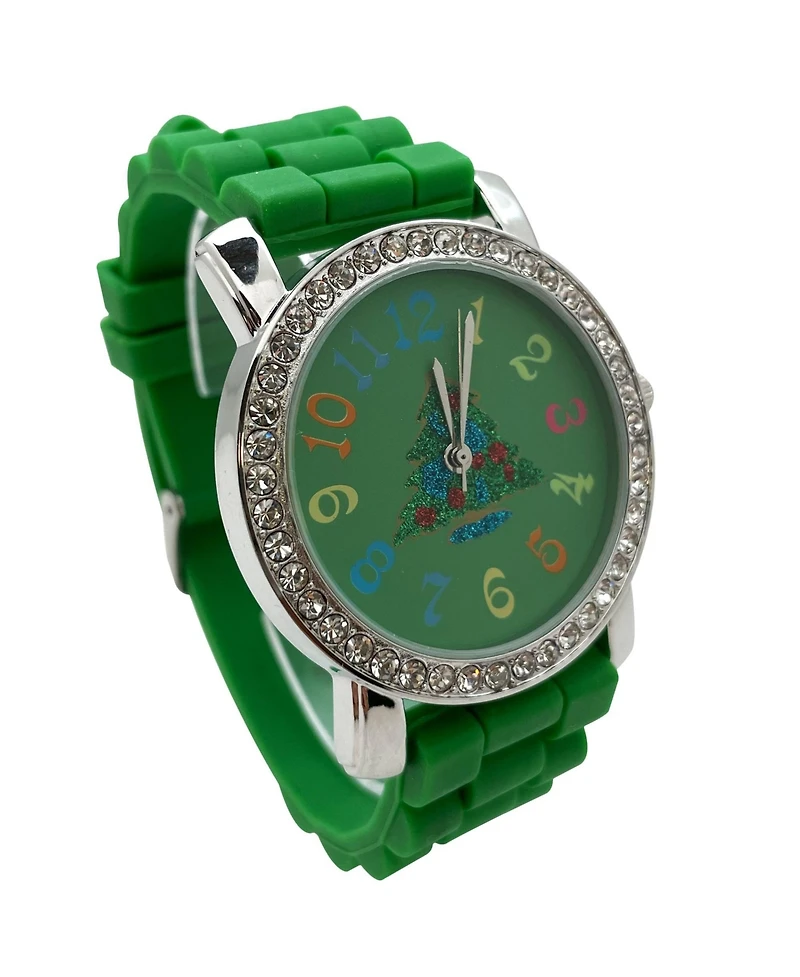 Olivia Pratt Green Merry Christmas Silicone Band Themed Women Watch