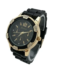 Olivia Pratt Boyfriend Big Face Silicone Strap Women Watch , Black