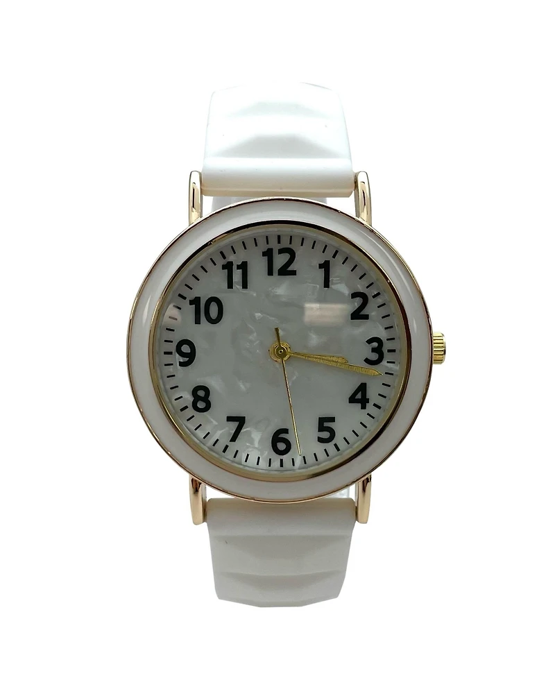 Olivia Pratt Solid Vibrant Color Everyday Silicone Women Watch, White