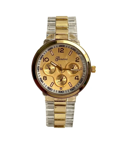 Olivia Pratt Gold Clear and Metallic Band Women Watch