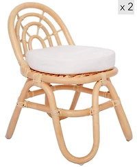 Set of 2 Chairs for Children in Rattan Beige