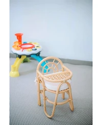 Rattan Baby High Chair Beige Exotic Boho Bedroom