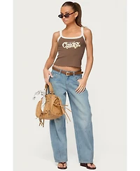 Edikted Women's Korie Barrel Leg Low Rise Jeans
