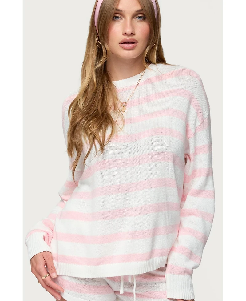Edikted Women's Amaris Oversized Striped Knit Sweater