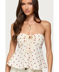 Edikted Women's Izzey Polka Dot Strapless Babydoll Top