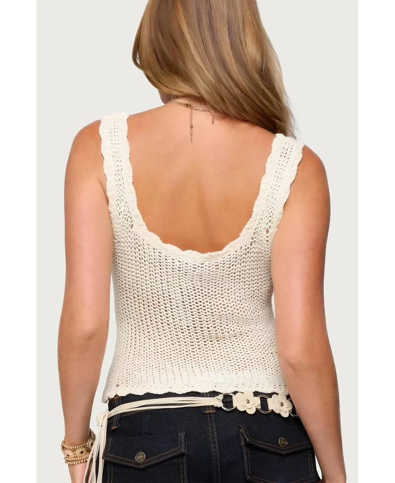 Edikted Womens Aurelle Open Knit Tank Top