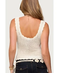 Edikted Womens Aurelle Open Knit Tank Top
