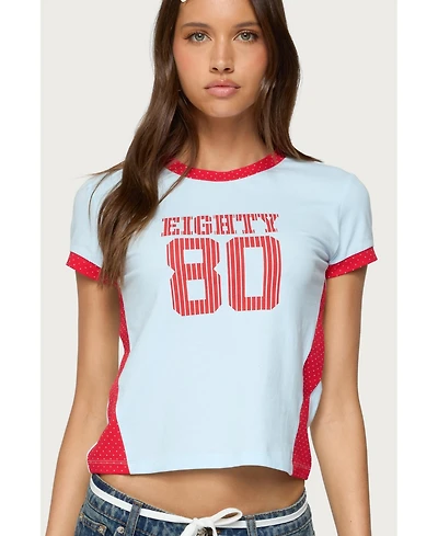 Edikted Womens Eighty Polka Dot Contrast T Shirt