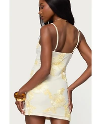 Edikted Women's Caya Embroidered Floral Mesh Mini Dress
