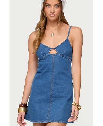 Edikted Women's Maleeka Cut Out Denim Mini Dress