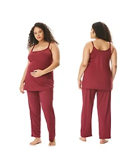 Motherhood Women's Maternity Sleeveless Swing Nursing Cami with Foldover Waistband Pant Sleep Set