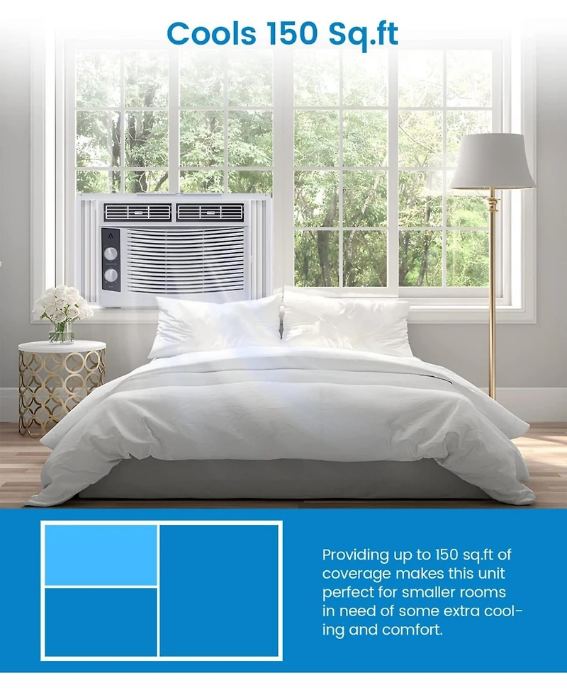 gaomon 5,000 Btu Window-Mounted Air Conditioner - Mechanical Controls, Temperature Control, Perfect for Small Bedrooms, Living Rooms, Home Offices