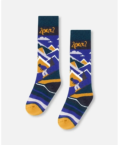 Deux par Deux Baby Boys Winter Ski Socks with Merino Wool Deep Teal