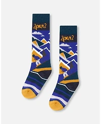 Deux par Deux Baby Boys Winter Ski Socks with Merino Wool Deep Teal