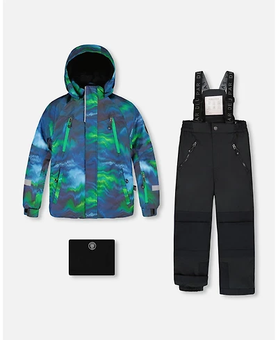 Deux par Toddler Boys Two-Piece Play Snowsuit with Printed Jacket Black - Toddler|Child