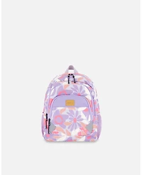 Deux par Deux Girl Little Kids Backpack Lilac Retro Flower Print - Toddler|Child