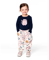 Deux par Girl Cotton T-Shirt Dark Blue with Cat
