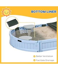 Outsunny Kids Outdoor box with Seat Board, Cover, Light