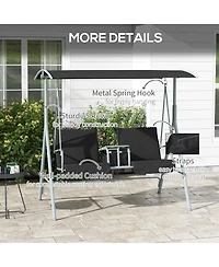 Outsunny 2 Person Porch Swing with Canopy, Table, Storage Console,