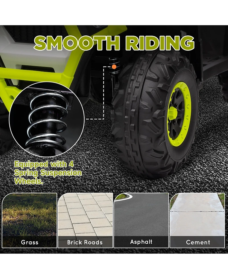 Qaba 12V Kids Atv, 4 Wheeler with Spring Suspension, Storage,