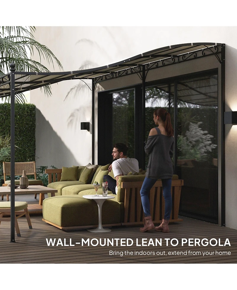 Outsunny 10' x 20' Outdoor Pergola Canopy, Metal Patio Dark
