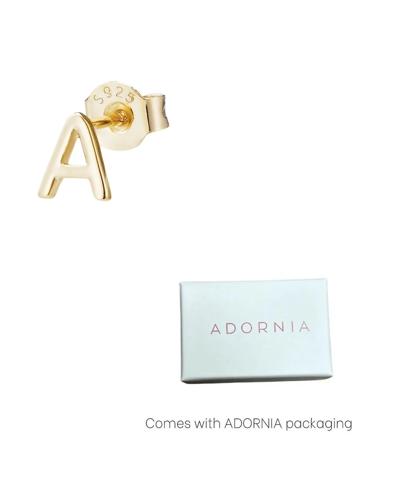Adornia Fine 14k Gold Vermeil .925 Sterling Silver Single Initial Stud Earring
