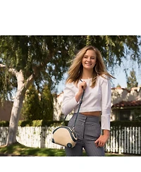 Susu Ivory Leather Crossbody Bag Unique Half-Moon Cream Purse for Women with Adjustable Strap