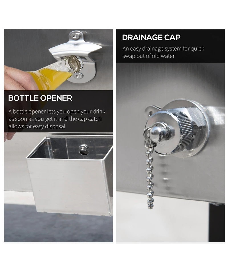 Outdoor 80 Quart Portable Rolling Patio Steel Party Cooler Cart Ice Chest