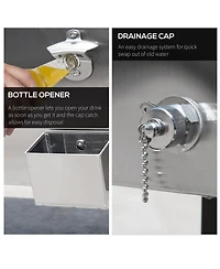 Outdoor 80 Quart Portable Rolling Patio Steel Party Cooler Cart Ice Chest