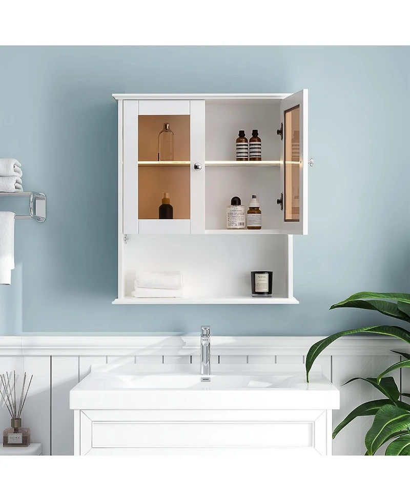 Vanirror Wall Mounted Medicine Cabinet with Glass Doors - Over Bathroom Storage for Bathroom, Bedroom, Living Room - Fully Assembled