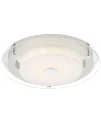 Possini Euro Design Clarival Modern Ceiling Light Flush Mount Fixture 12 1/2" Wide Chrome Dimmable Led Clear Ring White Acrylic Diffuser for Bedr