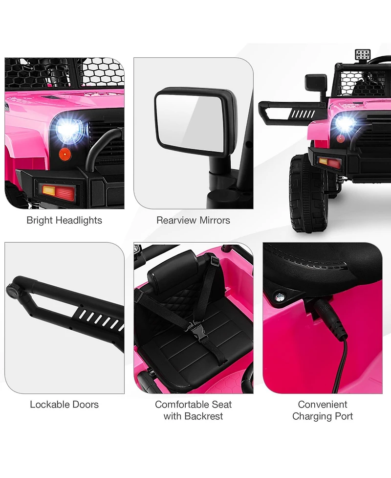 Akiudex 12V Kids Ride On Truck with Remote Control Music and Lights for Ages 3 to 7
