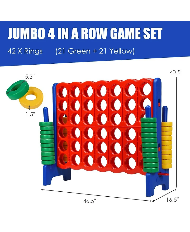 Jumbo 4-to-Score Giant Game Set with 42 Rings and Quick-Release Slider