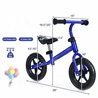 Kids No Pedal Balance Bike with Adjustable Handlebar and Seat - Blue