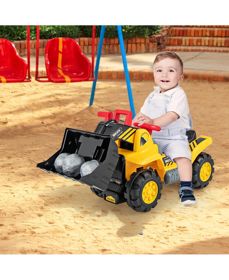 Kids Ride-On Bulldozer Toy Play Truck with Adjustable Bucket for Ages 3+ Years