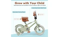 Kids Bike with Adjustable Handlebar and Saddle - Green - 12 Inches