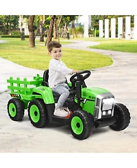 12V Ride-On Tractor with 3-Gear Shift Ground Loader for Kids 3+ Years - Green