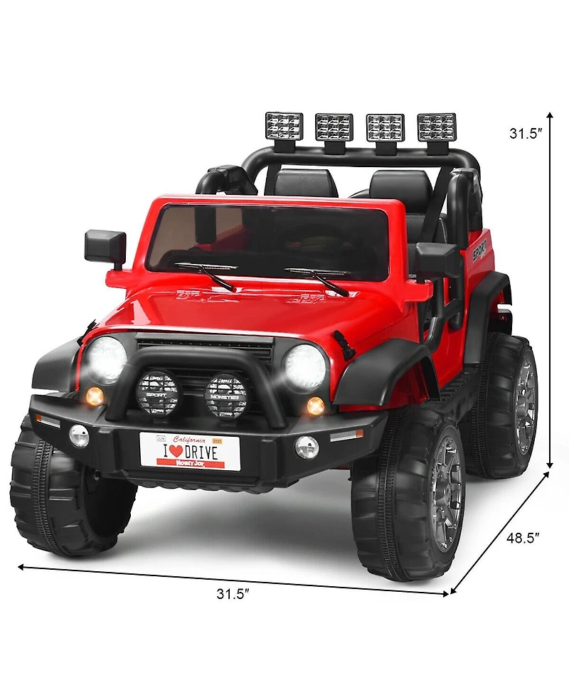 12V 2-Seater Ride-On Car Truck with Remote Control and Storage Room - Red