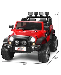 12V 2-Seater Ride-On Car Truck with Remote Control and Storage Room - Red