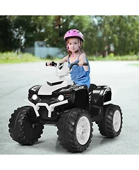 12V Kids Ride-On Atv with Led Lights and Treaded Tires - White