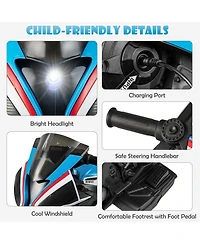 12V Licensed Bmw Kids Motorcycle Ride-On Toy for Ages 3-8 - Blue