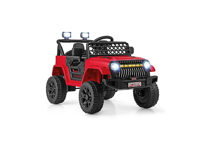 12V Kids Ride-On Truck Car with Parental Remote and Music Player - Red