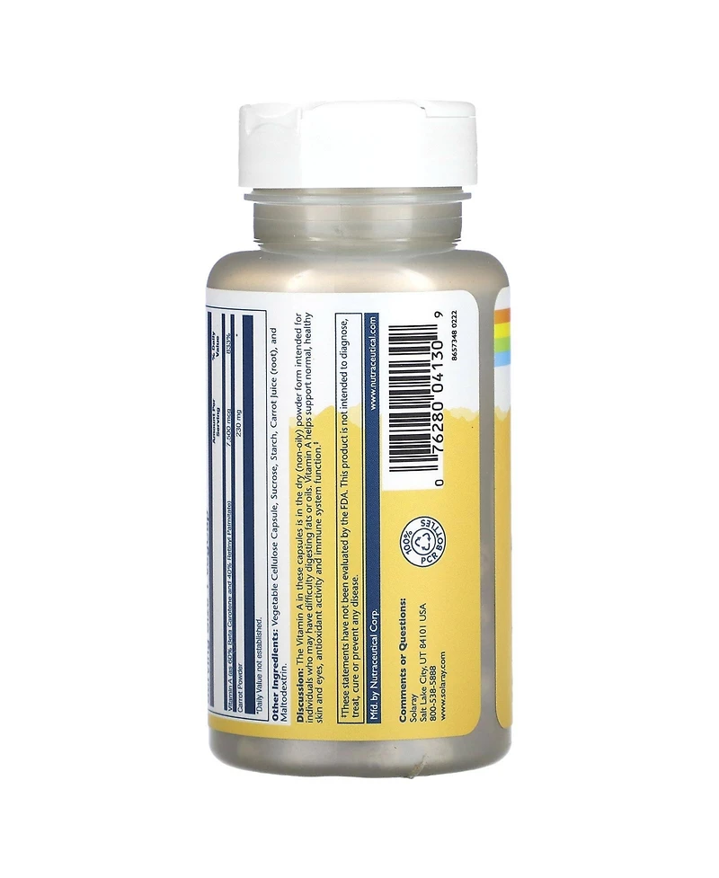 Solaray Dry Form Vitamin A 7 500 mcg