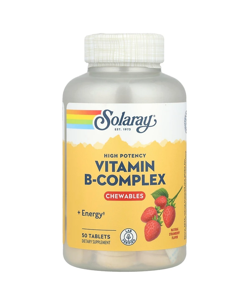 Solaray High Potency Vitamin B-Complex Chewables Natural Strawberry - 50 Tablets