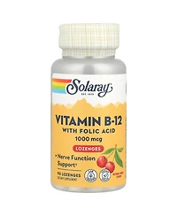 Solaray Vitamin B-12 with Folic Acid Lozenges Natural Cherry 1 000 mg - 90 Lozenges