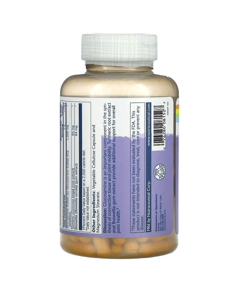 Solaray Two Daily Glucosamine Sulfate with Turmeric & Boswellia 1 500 mg - 120 VegCaps