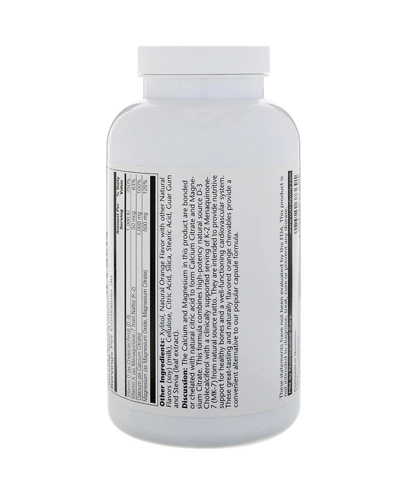 Solaray Cal-Mag Citrate with Vitamin D3 & K2 Natural Orange - 90 Chewables