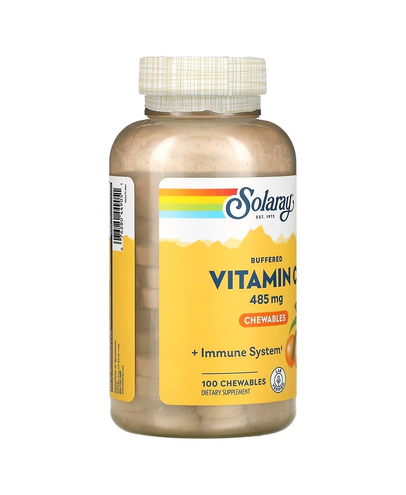 Solaray Buffered Vitamin C Chewable Natural Orange 485 mg - 100 Chewables
