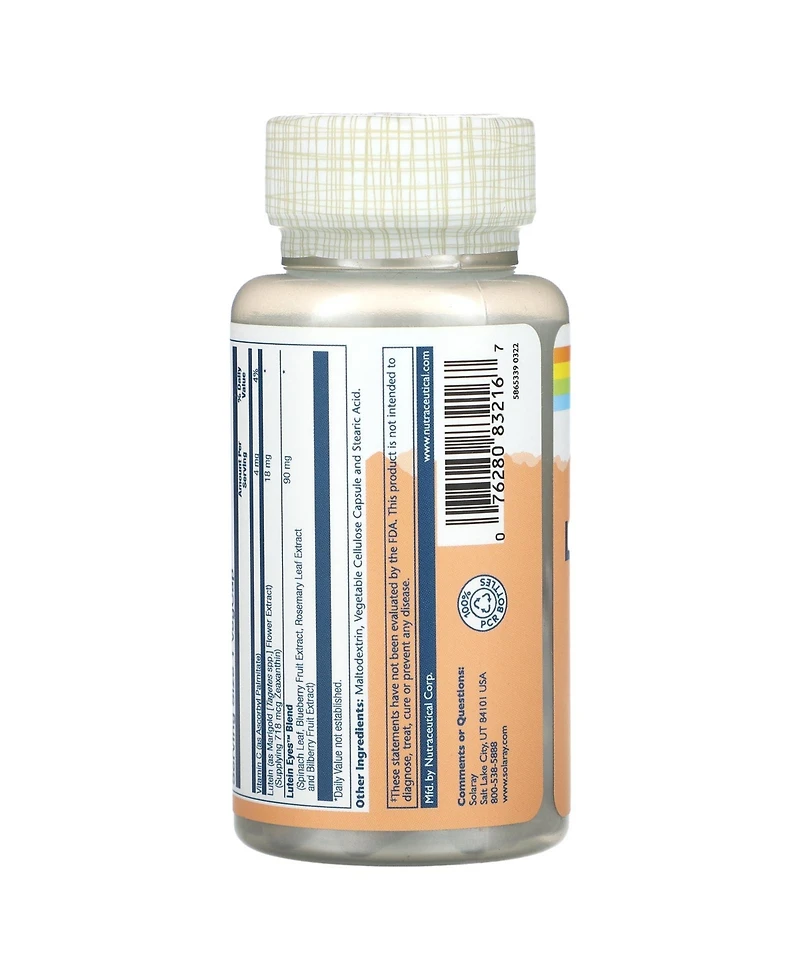 Solaray LuteinEyes 18 With Bilberry & Blueberry Triple Strength