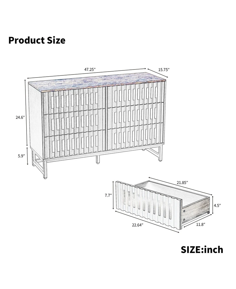 Casainc Storage Cabinet with Slatted Grille Striped Drawer